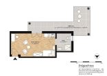 Modernes, neuwertiges 1-Zimmer-Apartment mit EBK, Balkon und West-Terrasse - ab sofort frei! - Grundriss