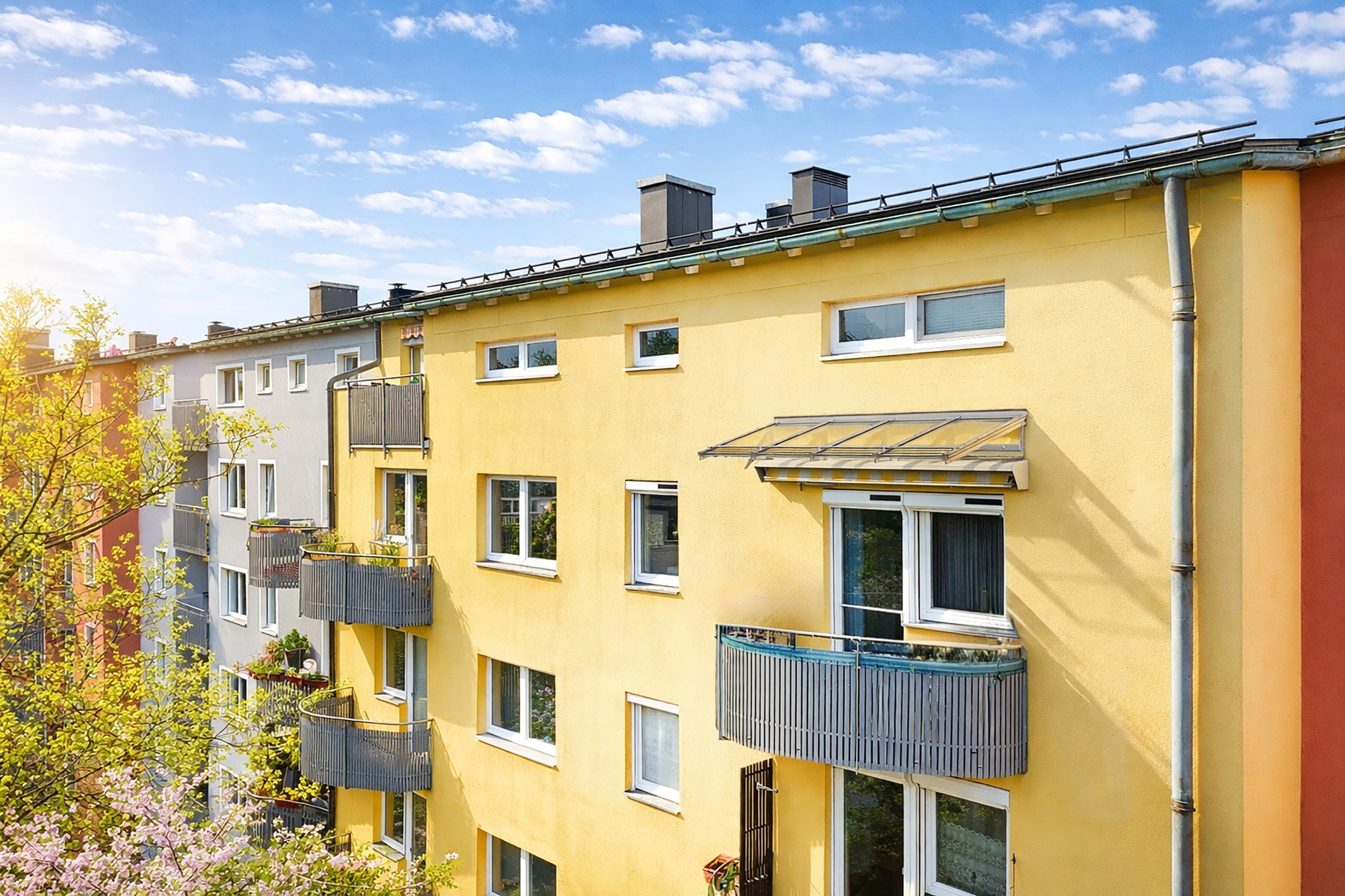 Aussenansicht Süd-West Blick auf Balkon